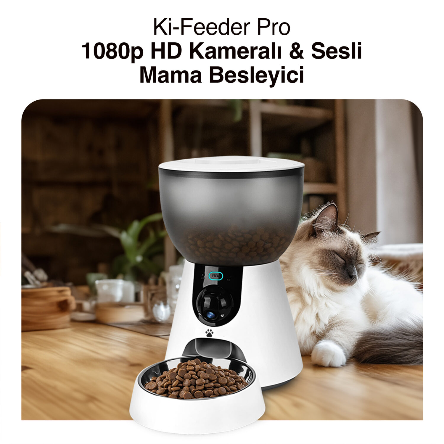 Ki-Feeder Pro Video Kameralı Sesli Mama Besleyici