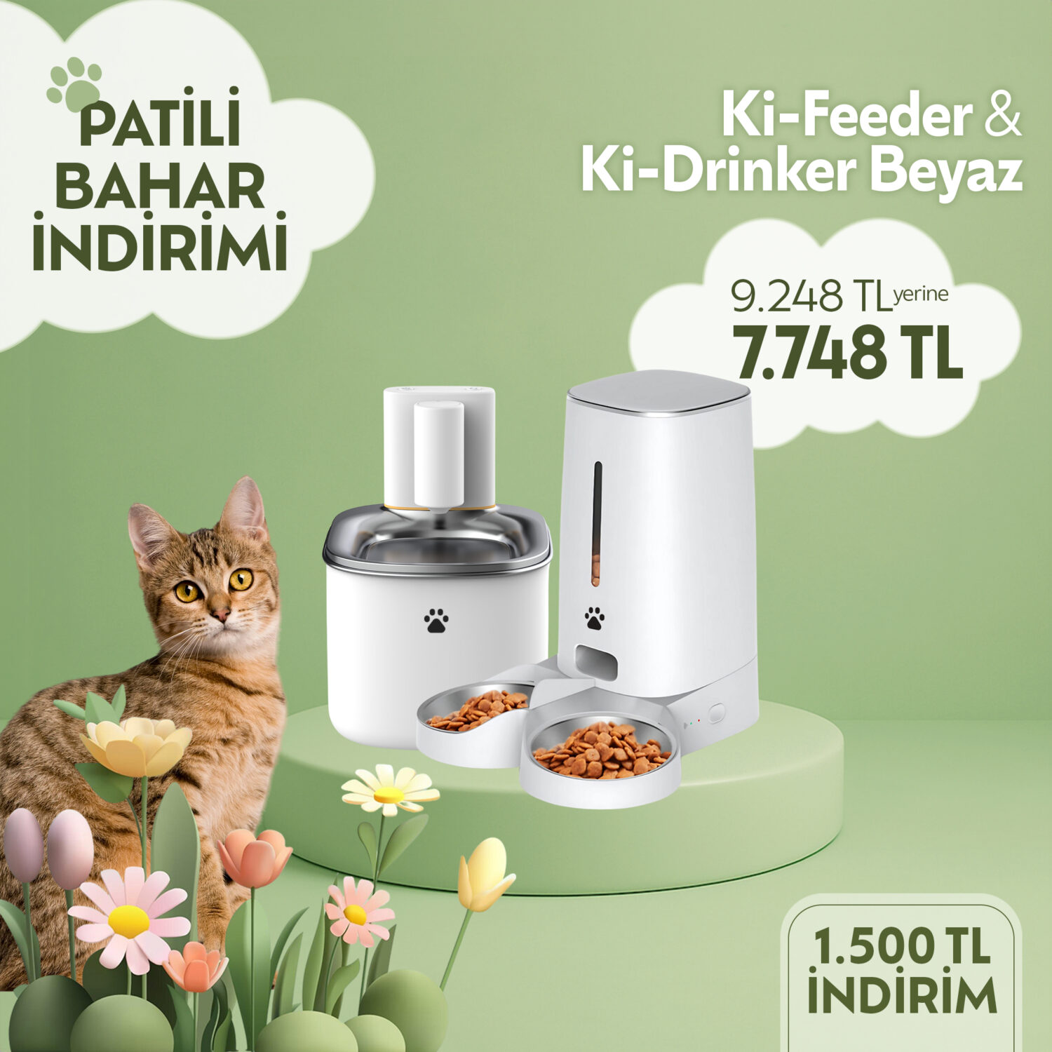 Ki-Feeder + Ki-Drinker Pro (Beyaz)